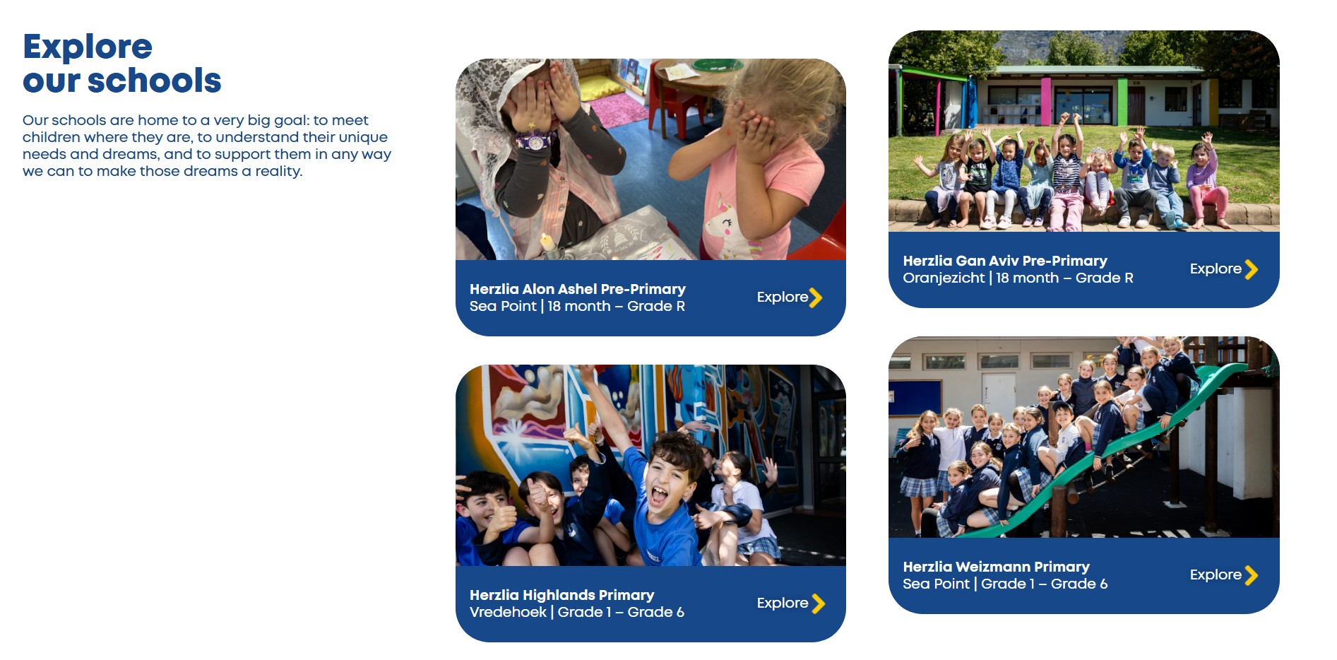 Herzlia school website interface